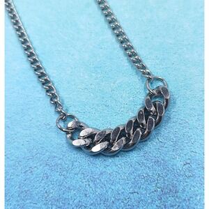 26 In Titanium‎ Steel Chain Necklace with Cuban Chain Link Pendant 2 in Extender